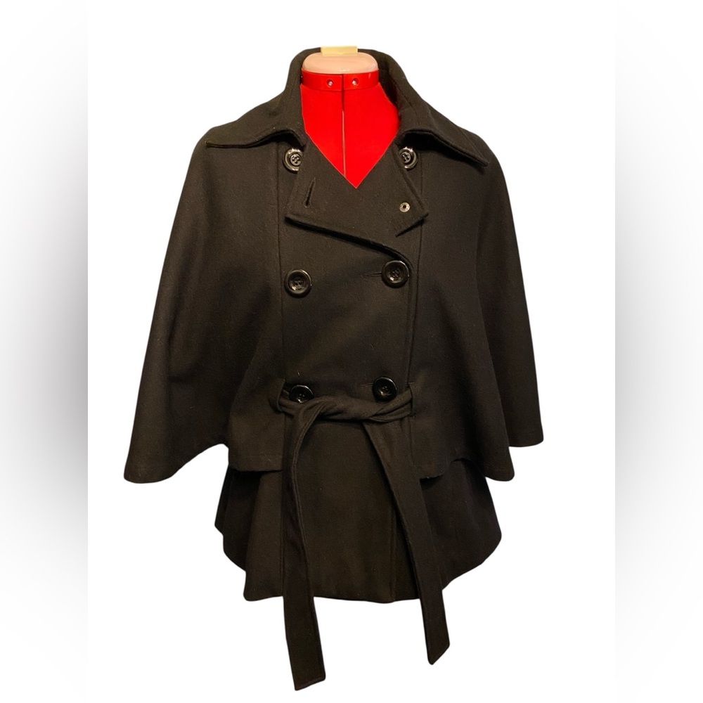 Y2K Steve Madden Belted Pea Coat Cape